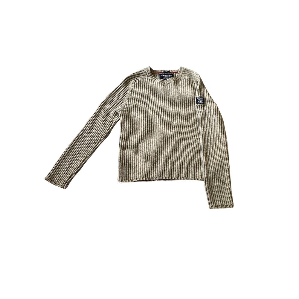 Abercrombie & Fitch cream & tan ribbed muscle sweater